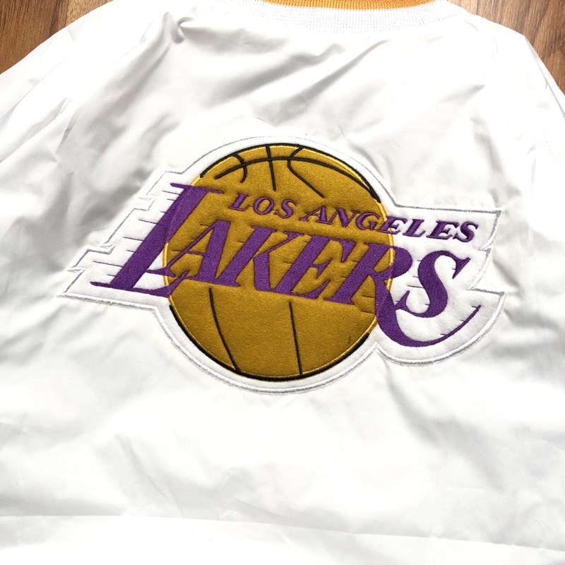 VARSITY JACKET - LAKERS TEXT UNGU BACK BALL BORDIR JAKET VARSITY BOMBER COACH PRIA TERLARIS