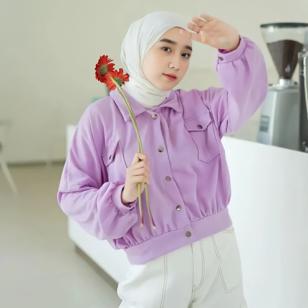 JAKET ONLY BUTTON Hoodie Sweater Oversize Jacket Jeans Fleece Tebal Korean Style Wanita Perempuan Co