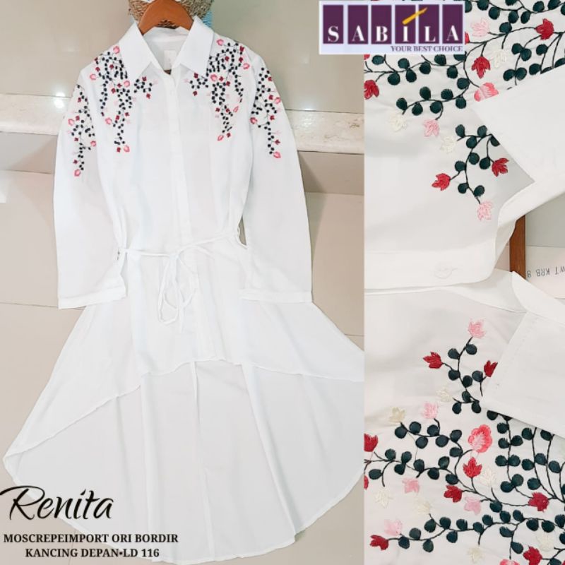 New Renita Tunik Baju Atasan Wanita Putih Bordir Cantik Jumbo Bigi Size Ld 116cm