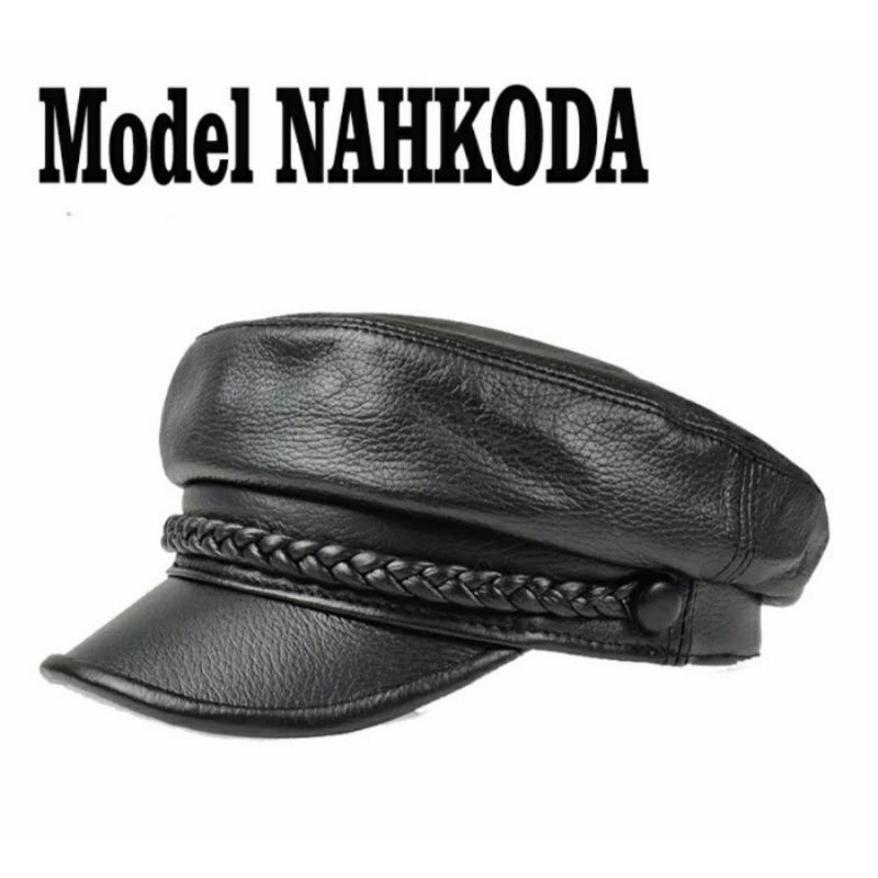 TOPI KULIT PRIA NAHKODA - TOPI POLICE - TOPI MANCING - TOPI PRIA - TOPI KULIT - TOPI KULIT ORIGINAL