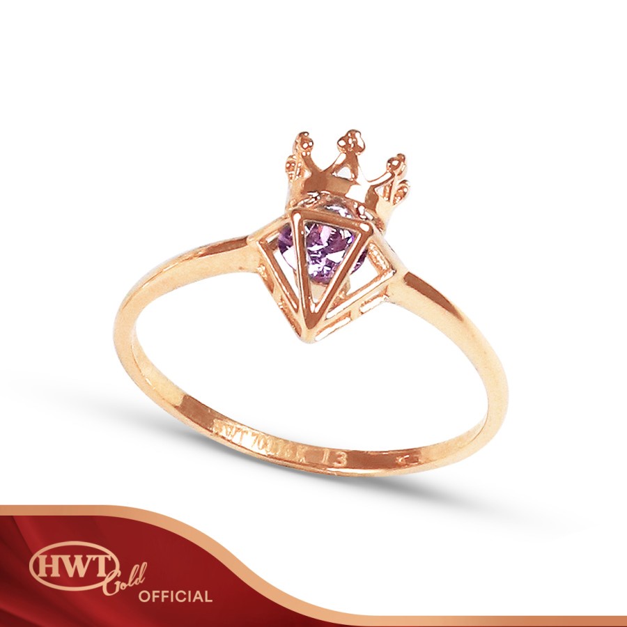 Cincin Februari Birthstone emas asli cincin emas tua size 15 kadar 700