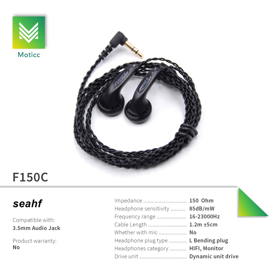 SEAHF AWK F150C 150 Ohm Earbud Headset HiFi Bass Earphone Non Mic