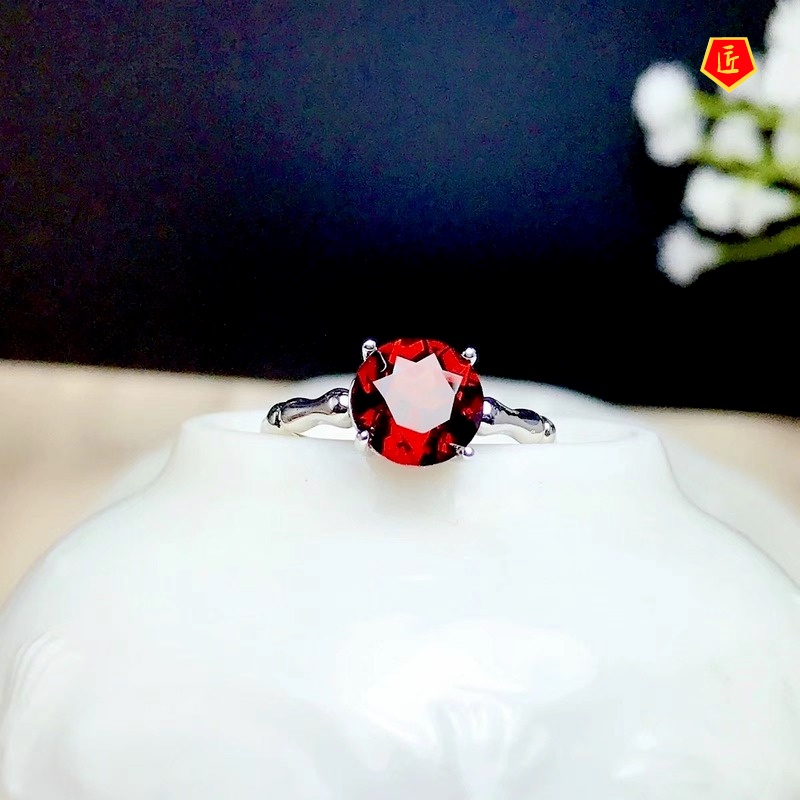 [Ready Stock]Simple Creative Silver Ruby Open Ring