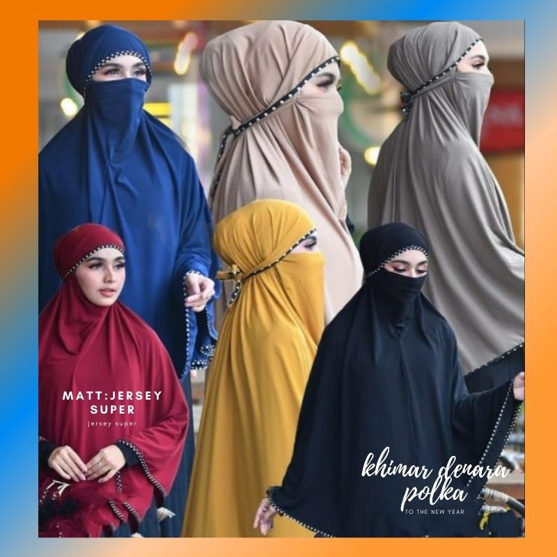 Khimar Niqob DENARA POLKA Jersey Super