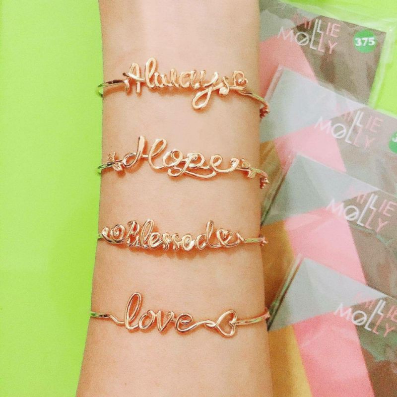 Gelang bangle linea love Always, hope, love, blessed, faith kadar 375