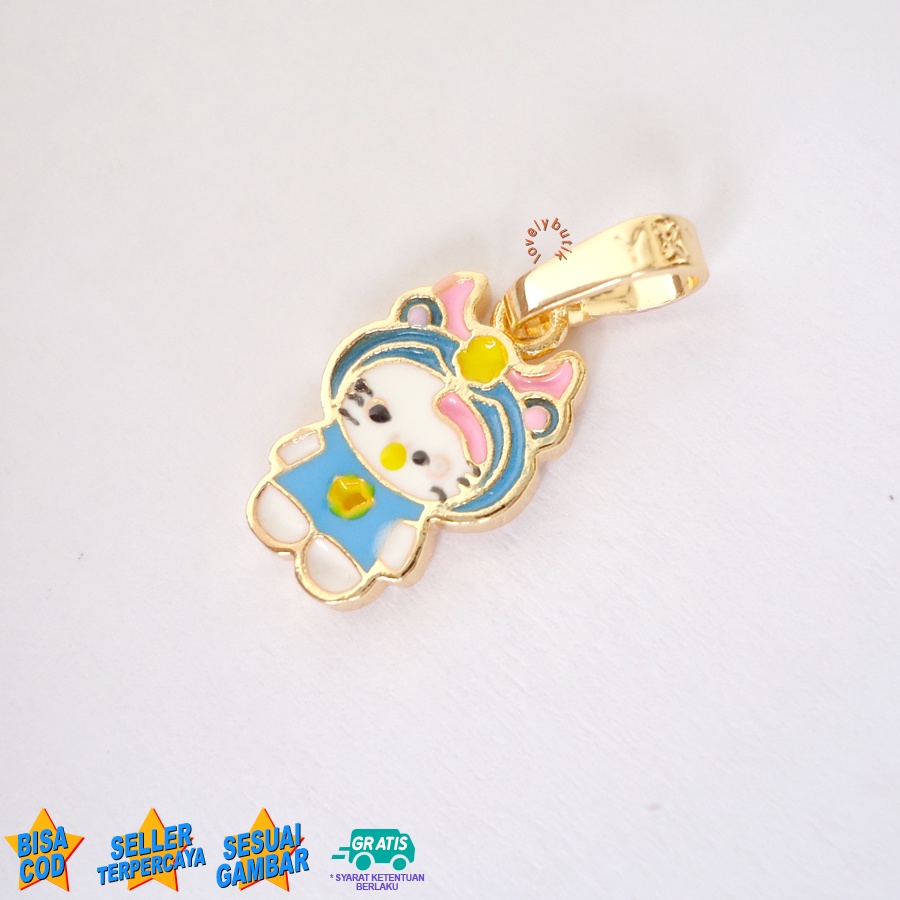 Lovelybutik - Liontin Kalung Anak Xuping Gold Lucu Cutie Blue Liontin Anak Lucu Tanpa Kalung