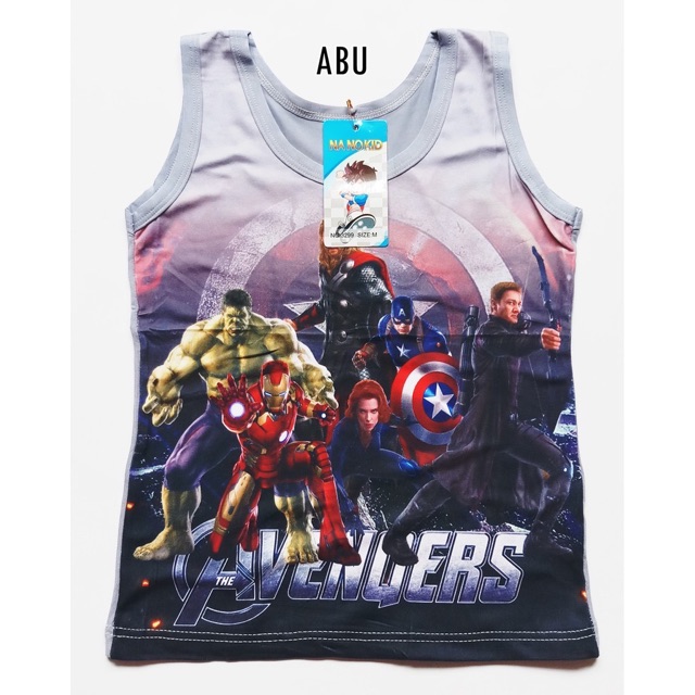 3 PCS NANOKID| 3 SINGLET ANAK COWOK AVENGERS / KAOS DALAM ANAK COWOK KARAKTER AVERGERS