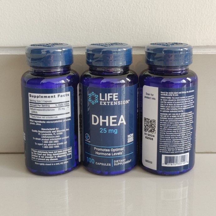 Life Extension DHEA Dehydroepiandrosterone 25 mg 100 capsules ORI USA