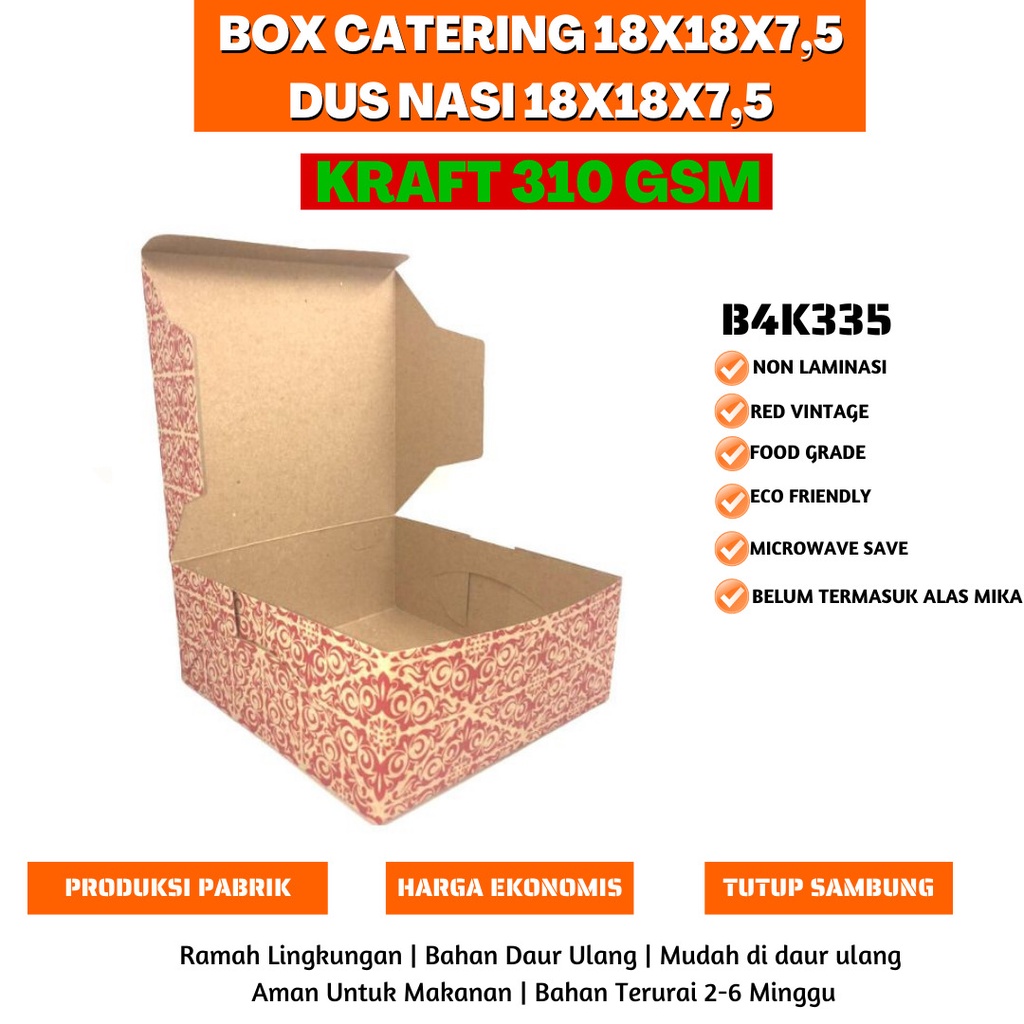 Box 18x18 Box Catering Dus Nasi Dus Catering 18x18 (B4K335-18X18X7.5 Cm)