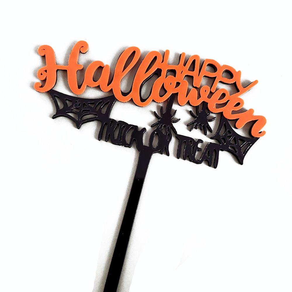 Top 5PCS Hiasan Kue Halloween DIY Aksesoris Labu Penyihir Festival Dekoratif Penyisipan Kartu