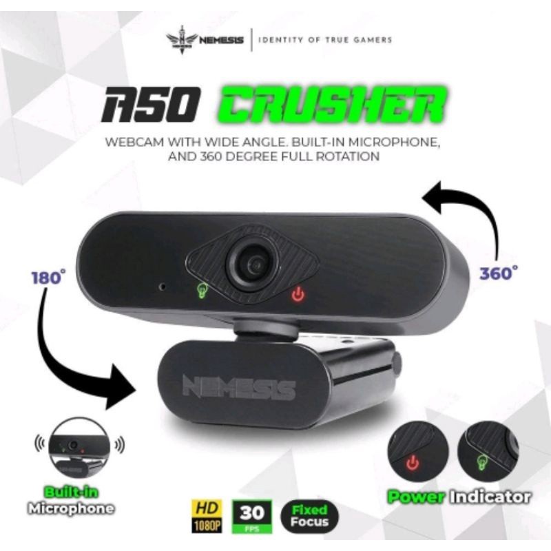 Webcam NYK A50 CRUSHER - Full HD 1080p dengan Rotasi 360 Derajat