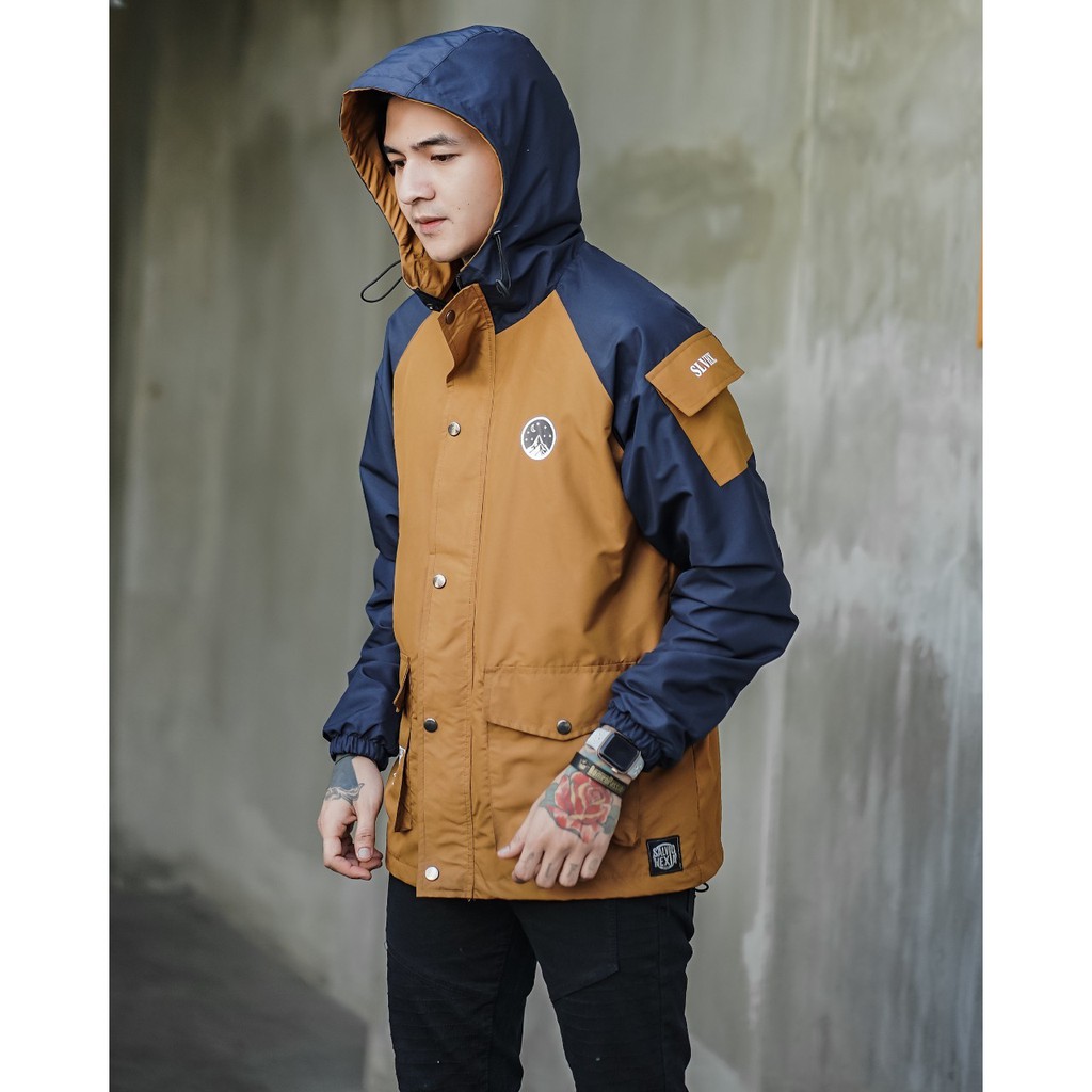 Jaket Casual Mustard Navy Jaket Parasut Pria Jaket Outdoor Salviohexia