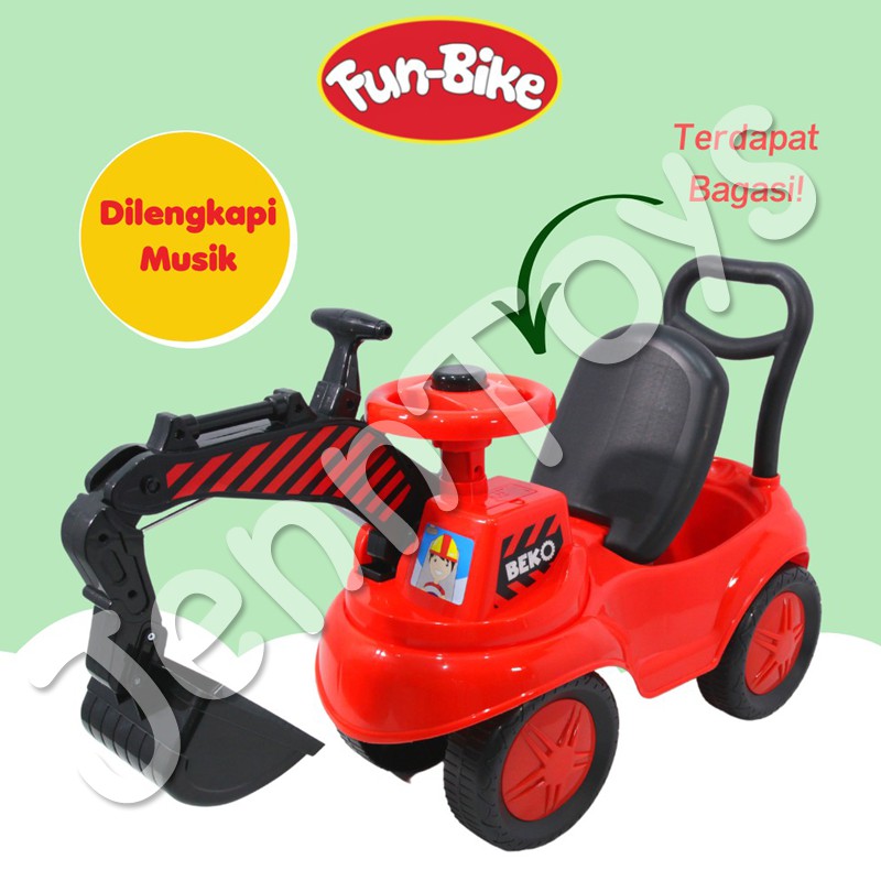 JennToys - Mainan anak tunggang mobil konstruksi truk keruk Fun Bike ride on vehicle backhoe - BEKO