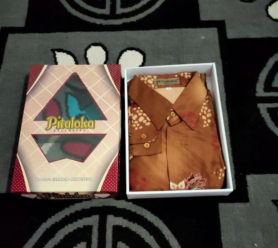 (bisa Cod) Kemeja Batik Semi Sutra Kreep Puring Istimewa Pundak Pakai Busa