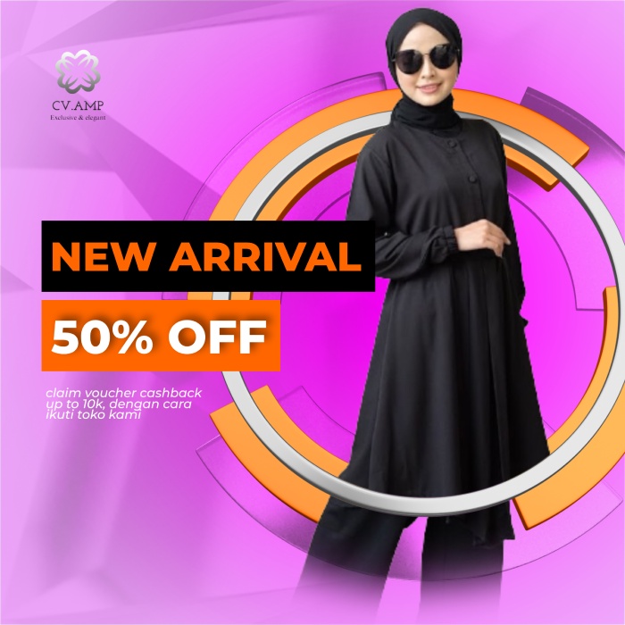 Fashion pakaian model baju bsju atasan ootd tunik tunic dress abg wanita muslim muslimah import polo