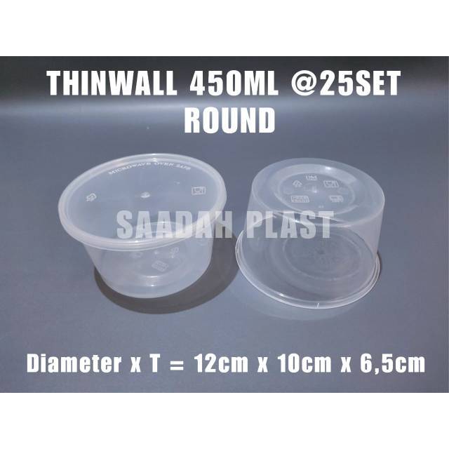 (ISI 25) Thinwall 450ml Bowl / Kotak Makan Bulat mika es kepal milo murah