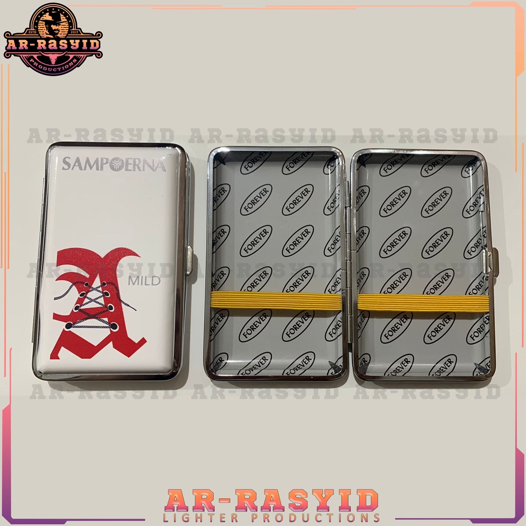 Tempat Kotak Rokok Kaleng Motif Sampoerna Mild Putih