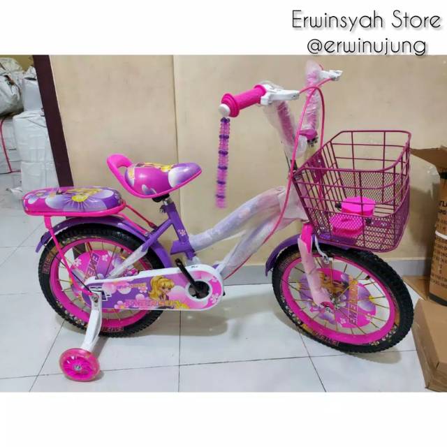 Sepeda Anak Mini 16" EMERSON NEW BARBIE 9903 kranjang besi ban warna sadel
