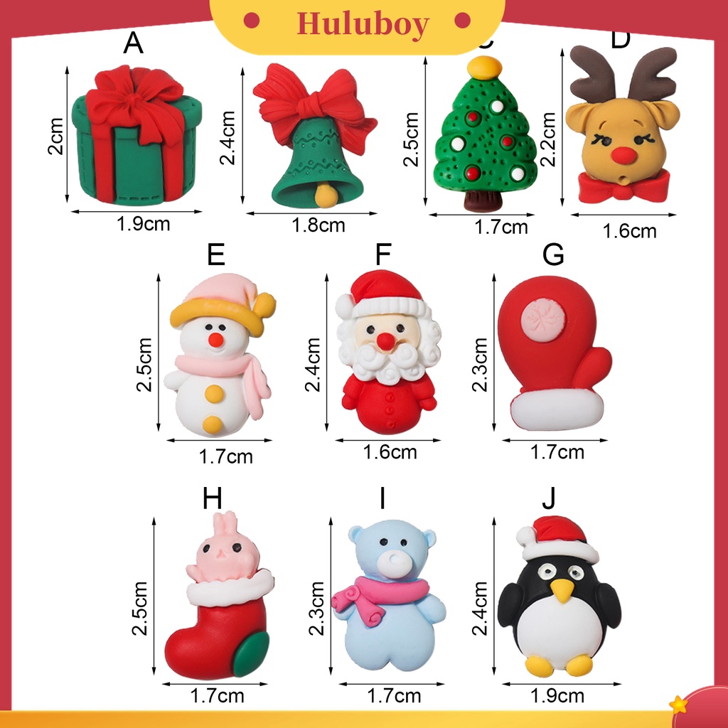 Huluboy Huluboy♡ 5pcs / Set Ornamen Kuku Mini 3D Tema Natal Untuk Aksesoris Wanita