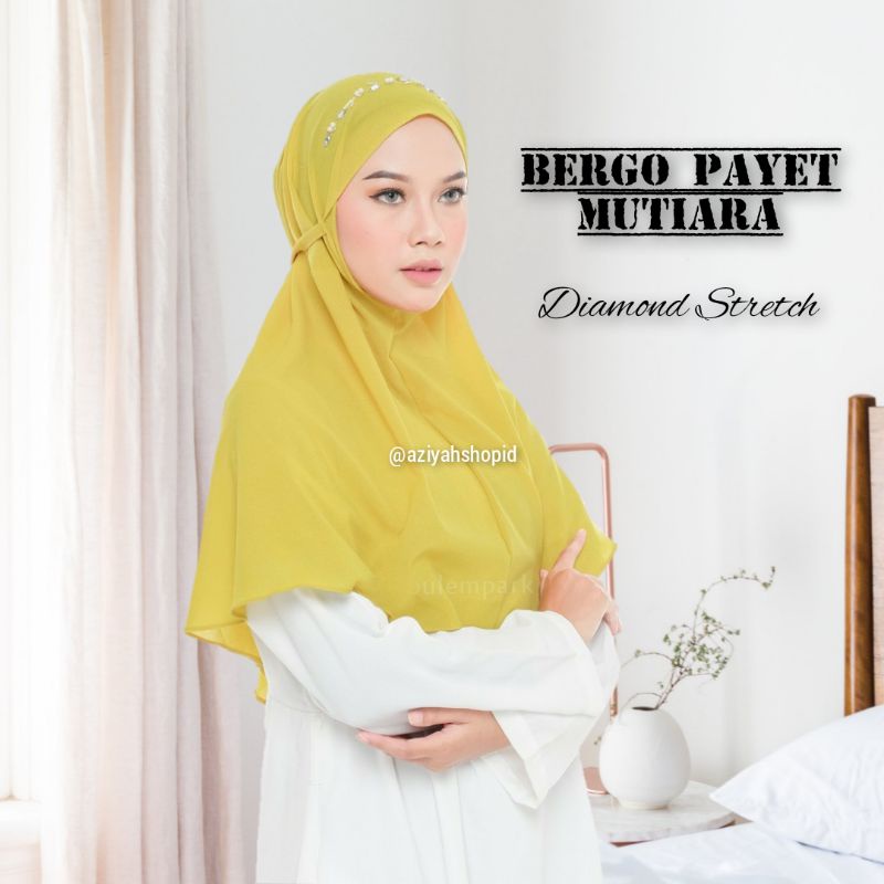 Jilbab Instan Bergo Maryam Payet Mutiara Diamond Stretch / Bergo Maryam Payet Bandu Mutiara