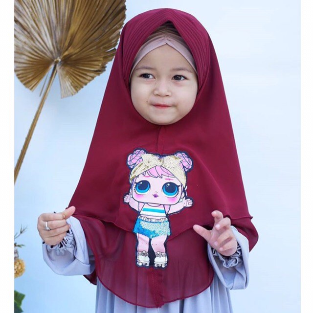 Alny Hijab -  Jilbab Anak Led 2 Layer / Hijab Led Anak Simpel Pet Led