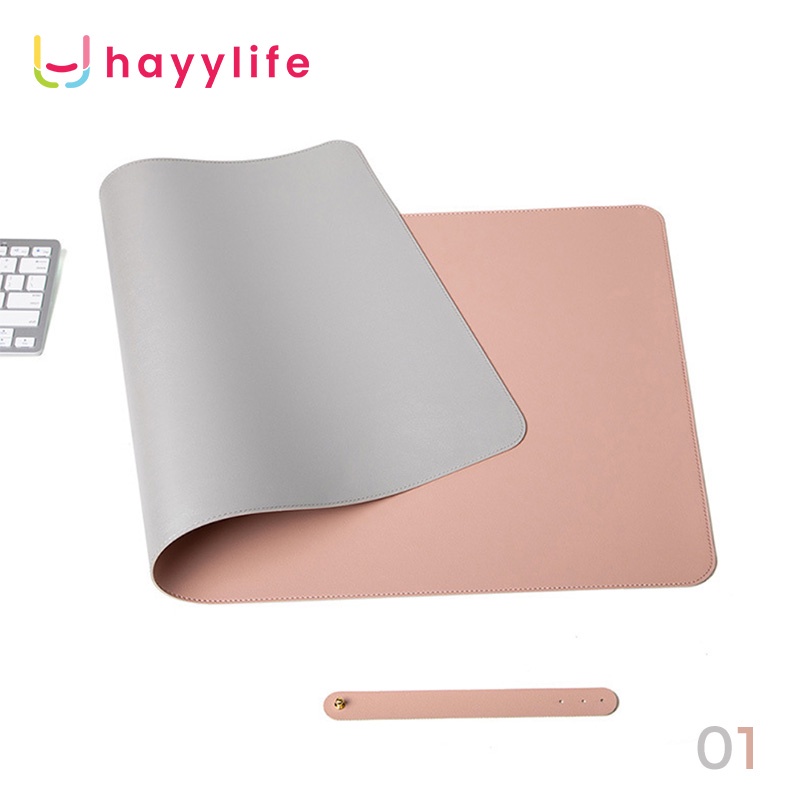 HAYYLIFE Mouse Pad Alas Komputer Waterproof Leather  alas mouse alas meja besar alas menulis alas meja komputer tahan air bahan kulit HL-AIA584-Pink+Perak