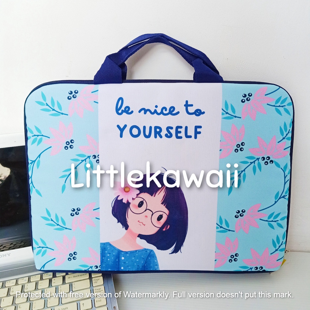 LK/ Tas Laptop Wanita Cewek Quotes Girly Girlie Cute Mix 14 Inch