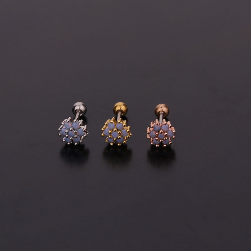 1 Pcs Queen Princess Style Colorful Crown Snowflake Round Shape Stainless Steel Prevent Allergy Women Earring