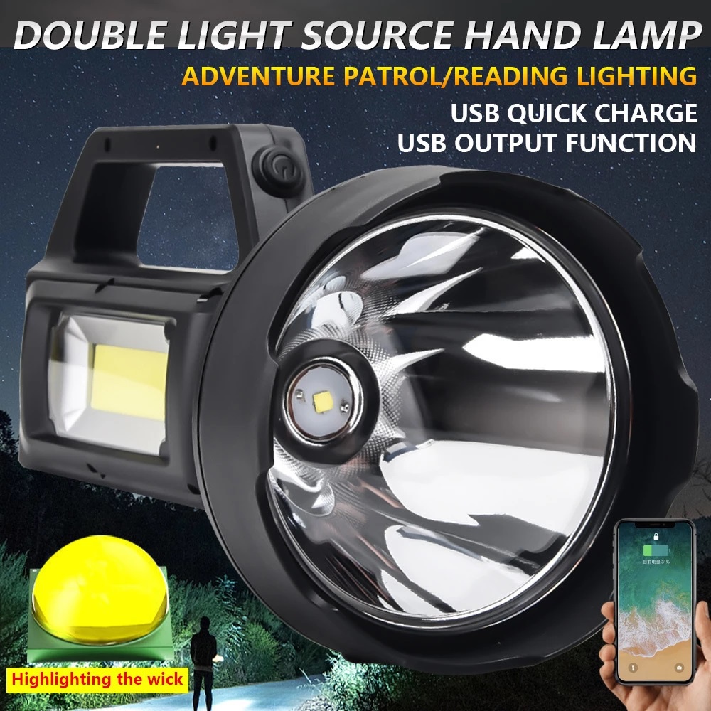 NEW !! 200W Senter LED Waterproof Super Terang + Cob 4 mode USB Charging HAND LAMP Anti Air Wajib Punya