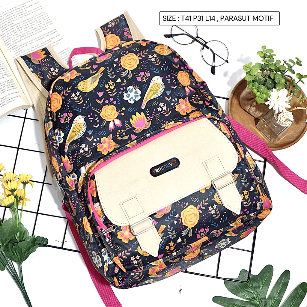 COD / Tas Ransel Sekolah SMA SMP CEWEK dua kombinasi motif karakter parasut anti air Bisa buat Travel produk Semarang