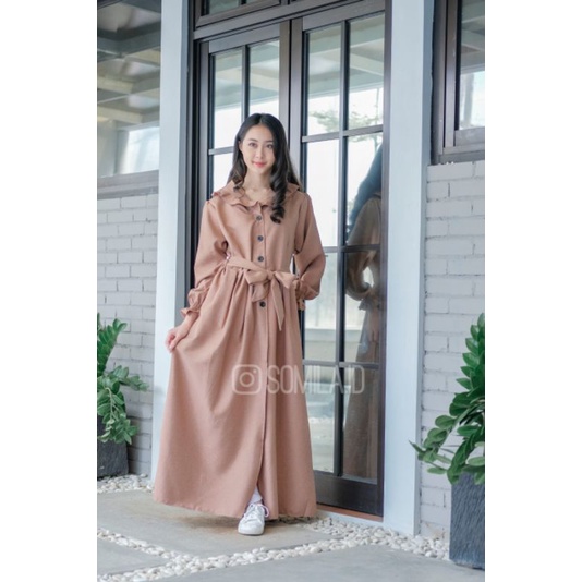 [SOMILA.ID] Salem Long Coat Outer Kekinian Vintage Chic Korean Hijab