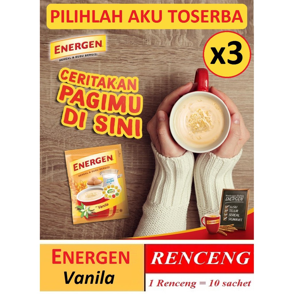 Energen VANILA VANILLA Renceng 29gr x 10 Sachet (HARGA 3 RENCENG)