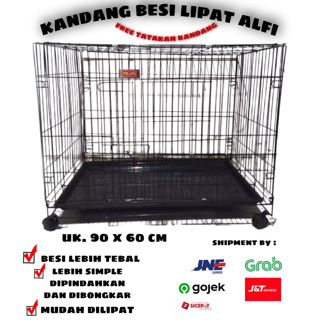 KANDANG LIPAT BESI RODA //KANDANG KUCING //KANDANG HEWAN UK.90x60CM