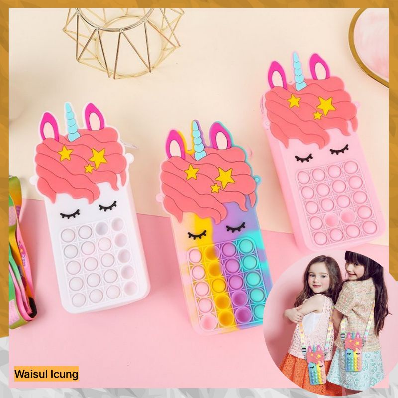 Model Fashion Tas Pop It Unicorn Muat Untuk Hp cosmetic Tas Selempang Unicorn Ukuran Besar serbaguna murah