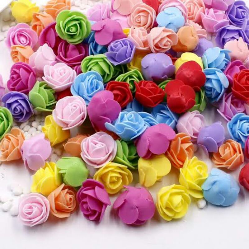 BUNGA SPUN/BUNGA MAWAR SPUN/BUNGA MAWAR BUATAN/SPONS TILE KECIL