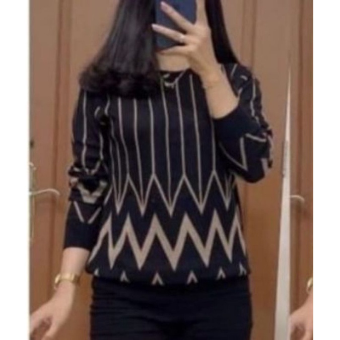 rajut tebal premium zig zag blouse