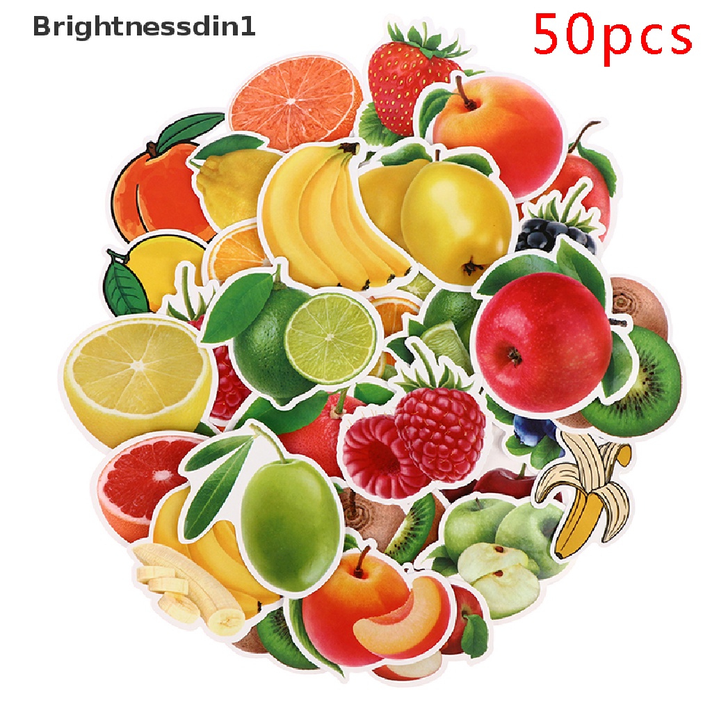 (Brightnessdin1) 50 PCS Stiker Motif Buah Untuk Dekorasi Kulkas / Dapur