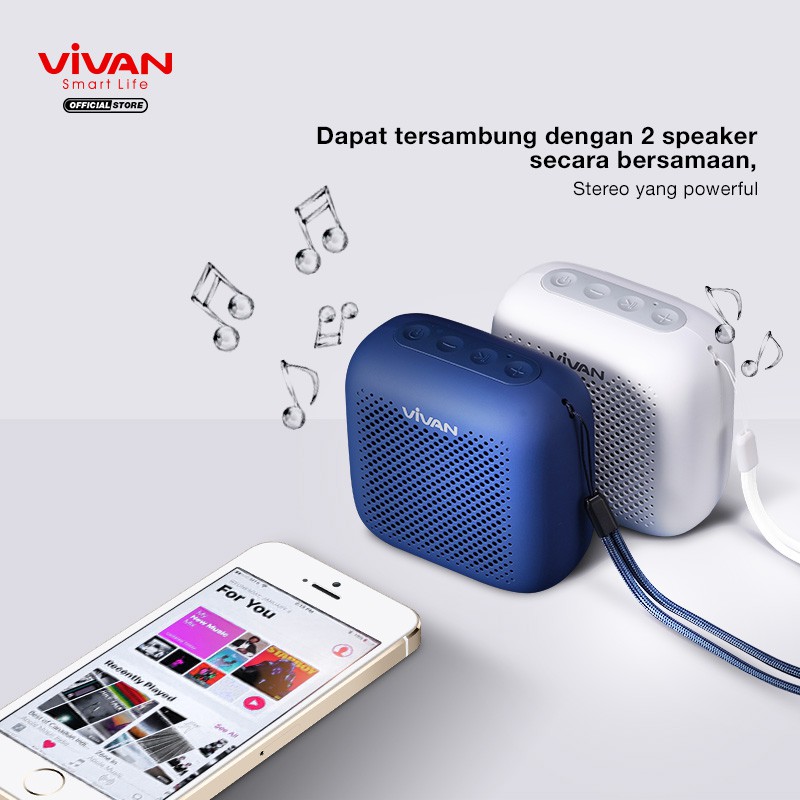 Speaker Bluetooth VIVAN VS1 Mini Wireless Audio Portable Mega Bass Waterproof IPX5 Hi-Fi - Garansi Resmi 1 Tahun