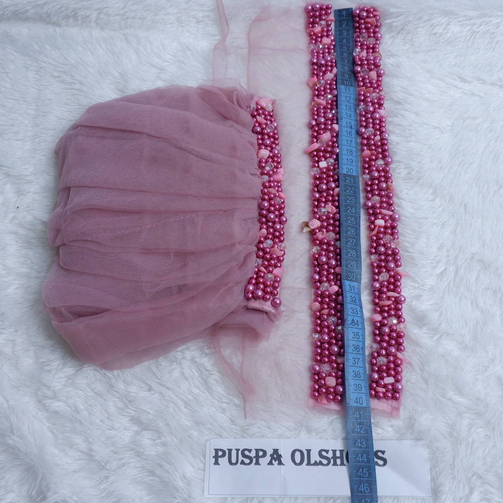 Set Veil Mutiara Susun Slayer Mutiara Susun dusty pink-baby pink