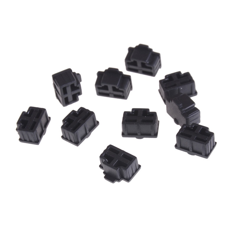 {LUCKID}10Pcs Black Ethernet Hub Port RJ45 Anti Dust Cover Cap Protector Plug