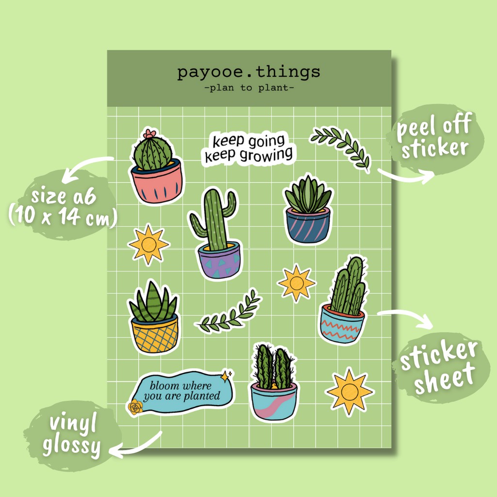 

STIKER HP LAPTOP / TUMBLR / AESTHETIC / VINYL LAMINATING GLOSSY A6: CACTUS (KISS CUT)