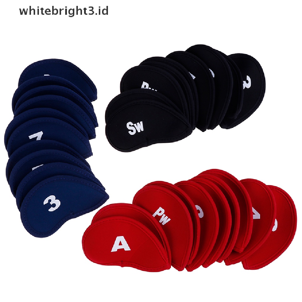 (whitebright3.id) 10pcs Cover Pelindung Kepala Tongkat Golf Bahan Neoprene