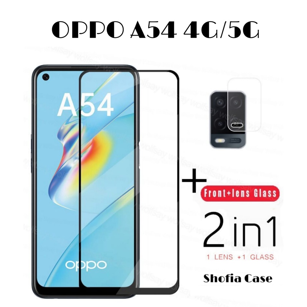 PROMO 2IN1 TEMPERED GLASS OPPO A54 A74 A95 4G/5G ANTI GORES KACA FULL LAYAR