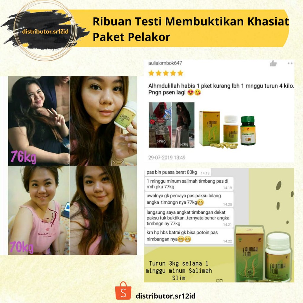 AMPUH!! Salimah Slim SR12 Pelangsing Badan Obat Diet Herbal Penurun Berat Badan BPOM 60 kapsul