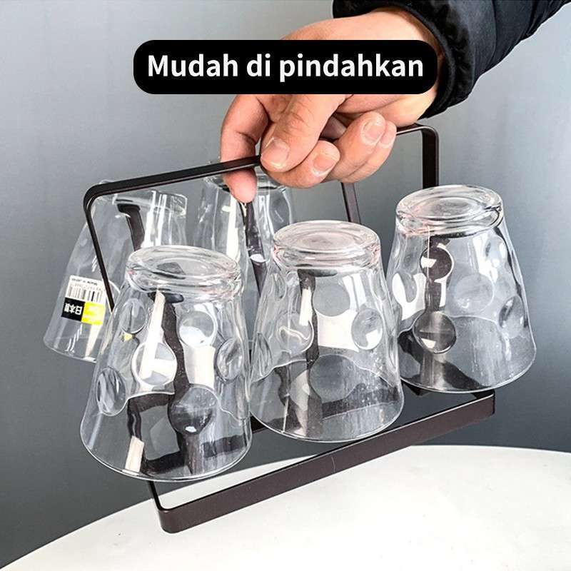 [BISA COD] RAK GELAS AESTHETIC Perlengkapan Dapur Dengan Cup Holder 6 Slot rak gelas cangkir Perlengkapan Dapur Tempat Peniris