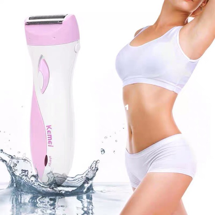 Kemei 3018 Alat Cukur Wanita Lady Shaver Remover Cukuran Bulu Sensitif Kaki Ketiak Ketek