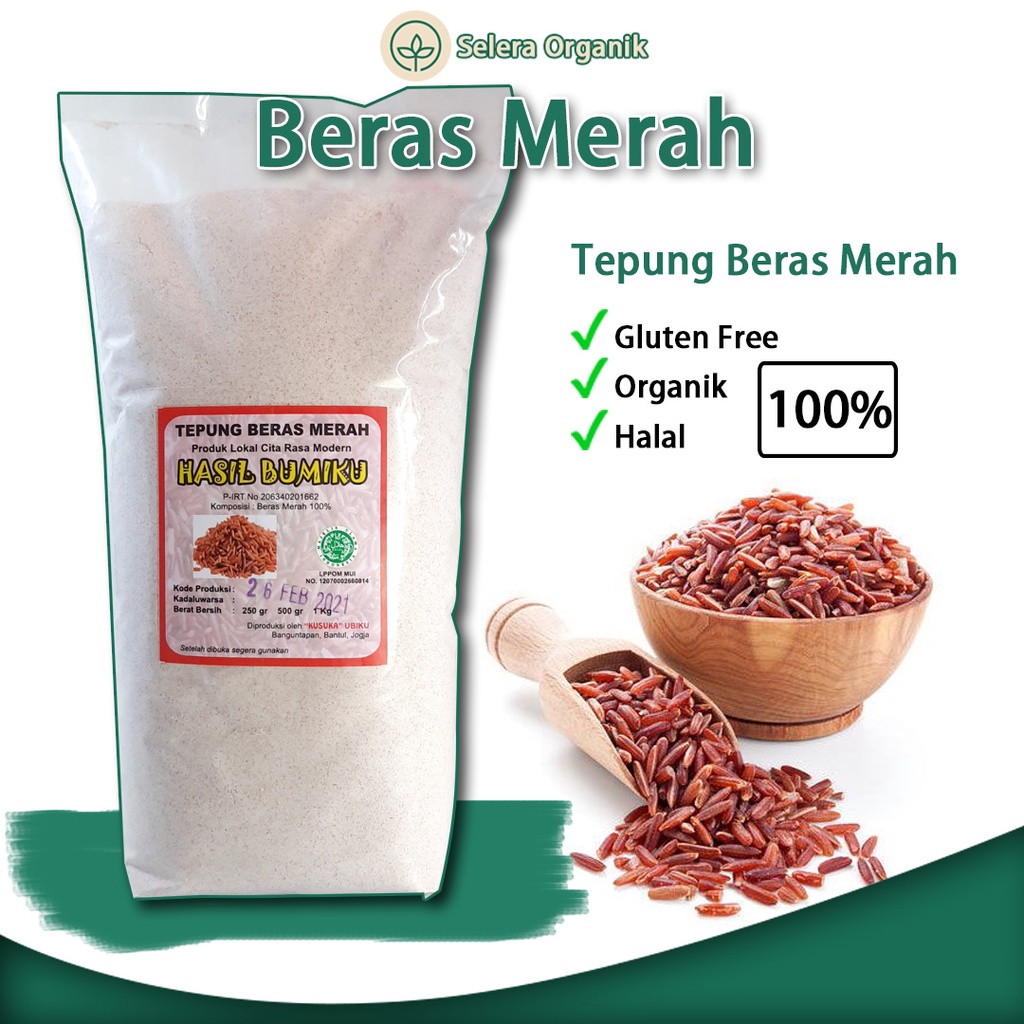 

Tepung Beras Merah Organik (1kg) MPASI Gluten Free | Selera Organik Jogja - 1kg