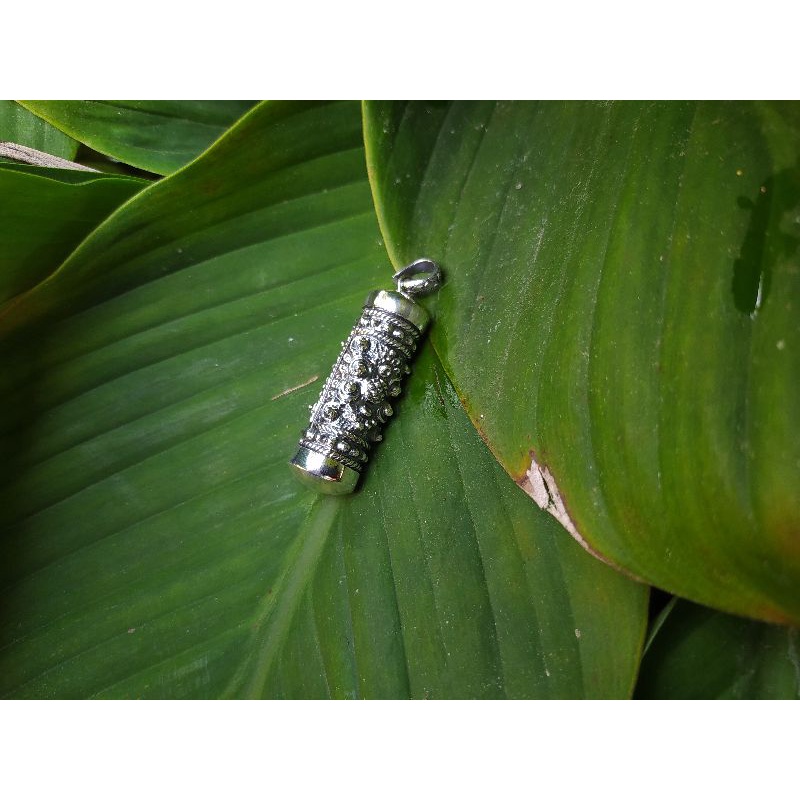 Liontin Tabung Perak 925 Motif Ukir Bali