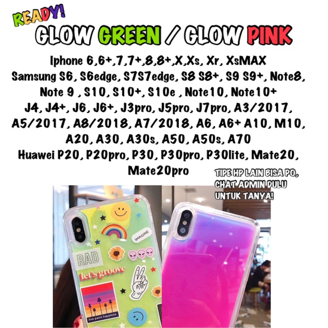 Watercase Glow Green Iphone Samsung Huawei A30s A50s S6 S7 S8 S9 S10 Note 10 8 9 plus xs 6 7 8  Xr