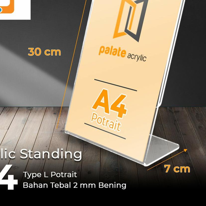

☊ Acrylic tent holder / akrilik tent card A4 tempat brosur Meja Type L ➭